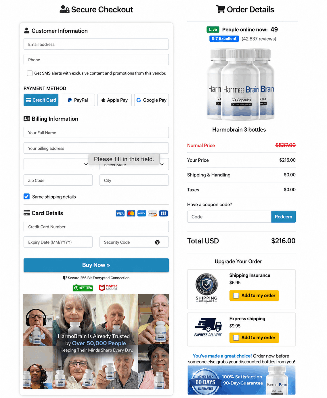 Harmo Brain-checkout-page